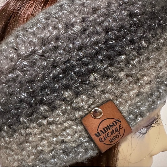 Starry night sparkle, winter headband/ear, warmer, 4” x 22”, gray tones - Picture 4 of 8